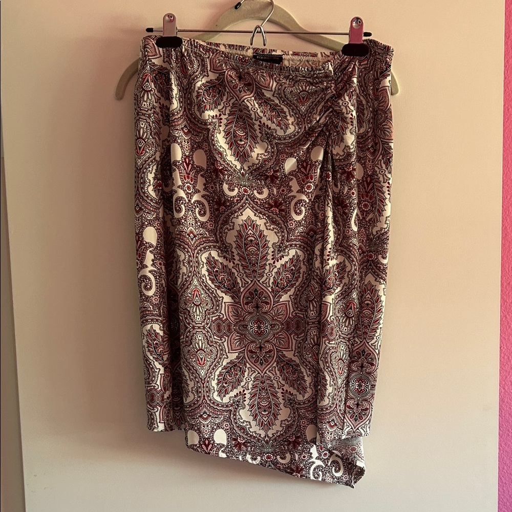 BCBGMaxAzria Asymmetrical Paisley Skirt - Red and Cream vintage
